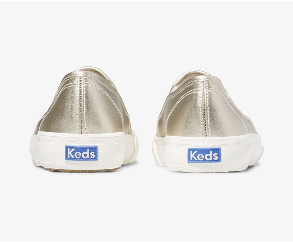 Keds Womens Slip Ons Gold - Double Decker Metallic - 839CVITDR